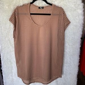 NWOT Tan Hole Pattern Cover Up Shirt Size Med